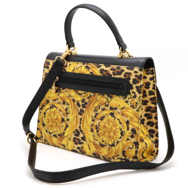 12461098 2 Gianni Versace Sunburst Barocco Leopard Handbag Leather Yellow