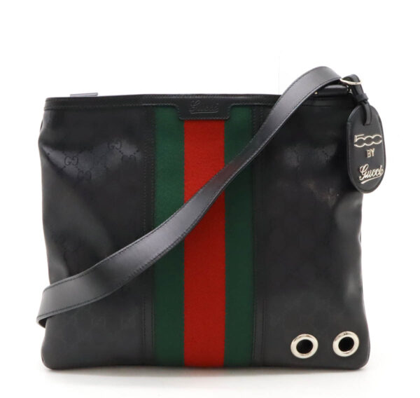 12470171 1 Gucci GG Implime Sherry Line Fiat Collaboration Shoulder Bag Leather Black