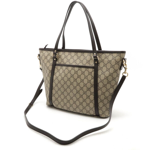 12470223 2 Gucci GG Supreme Tote Bag Leather Beige Brown