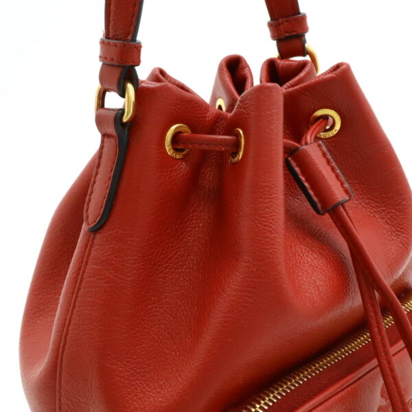 12470308 5 Prada Bucket Bag Mini Leather Red