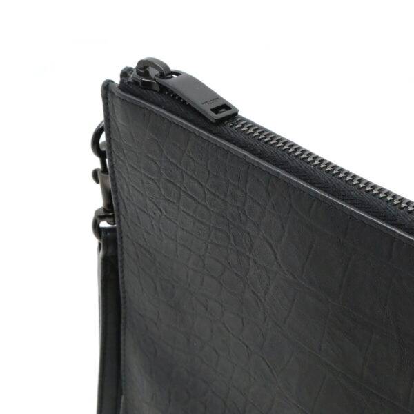 12470317 5 Yves Saint Laurent Crocodile Embossed Clutch Bag Leather Black