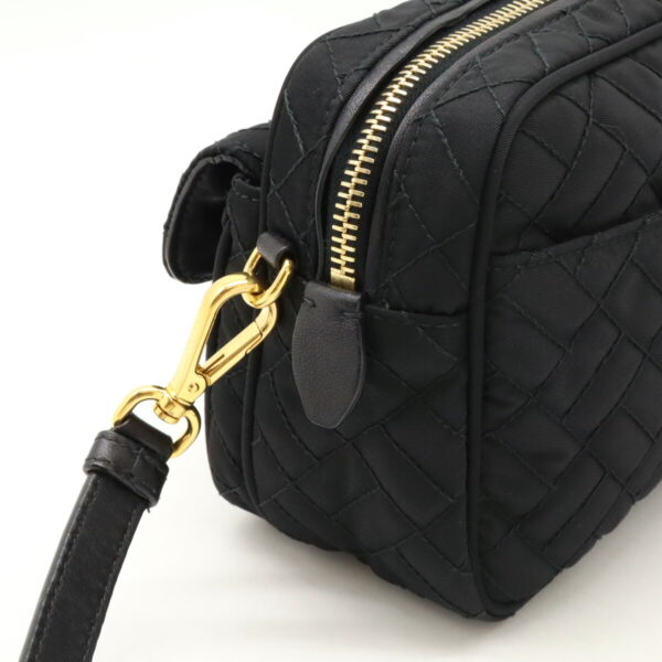 12470343 4 Prada Shoulder Pochette Crossbody Quilted Nylon Leather Nero Black