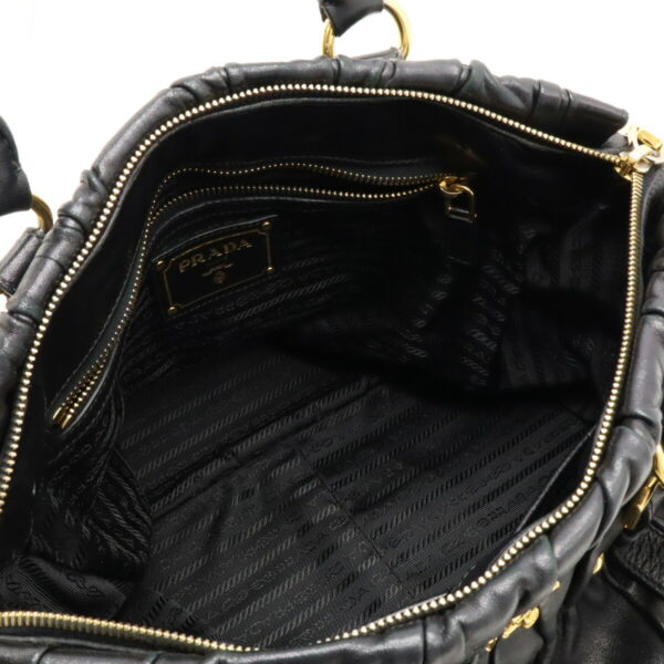 12470466 6 Prada Nappa Gaufre Gathered Tote Bag 2WAY Leather Nero Black