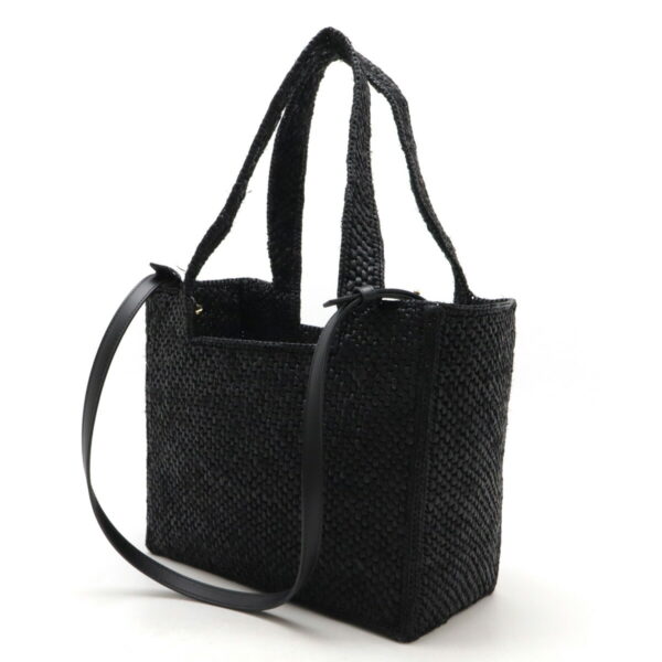 12470781 2 Loewe Font Medium Tote Bag 2way Raffia Leather Black