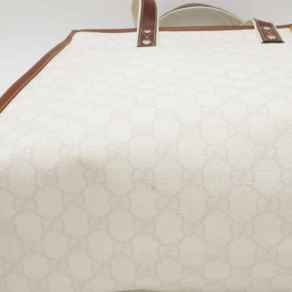 12470855 5 Gucci GG Supreme Vertical Tote Bag Leather White Brown