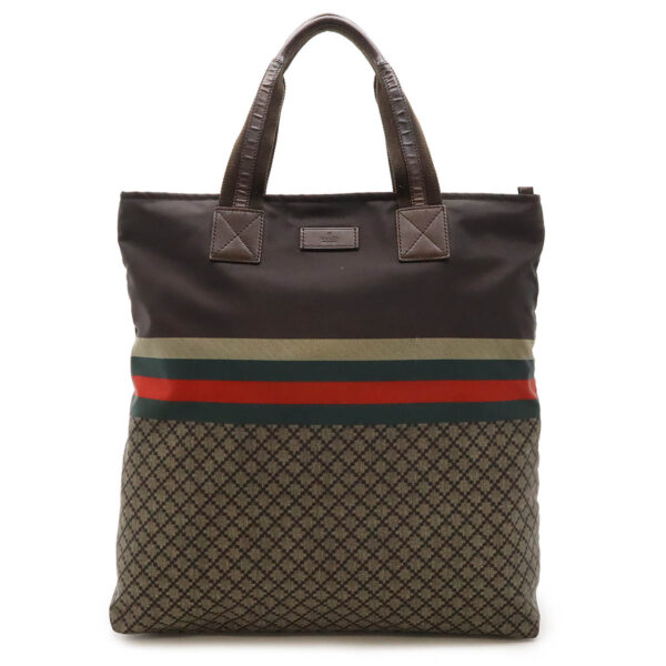 12471066 1 Gucci Diamante Tote Bag Nylon Leather Brown Green