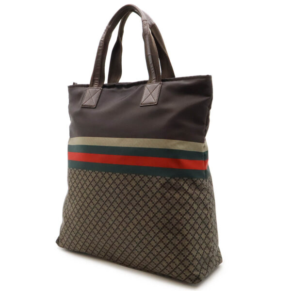 12471066 2 Gucci Diamante Tote Bag Nylon Leather Brown Green