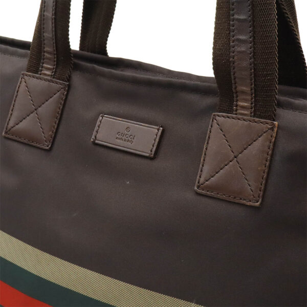 12471066 7 Gucci Diamante Tote Bag Nylon Leather Brown Green