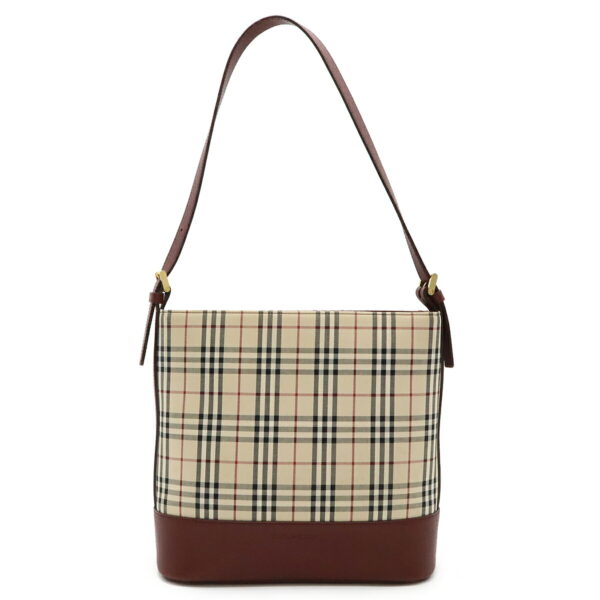 12471143 1 Burberry Nova Check Shoulder Bag Leather Bordeaux