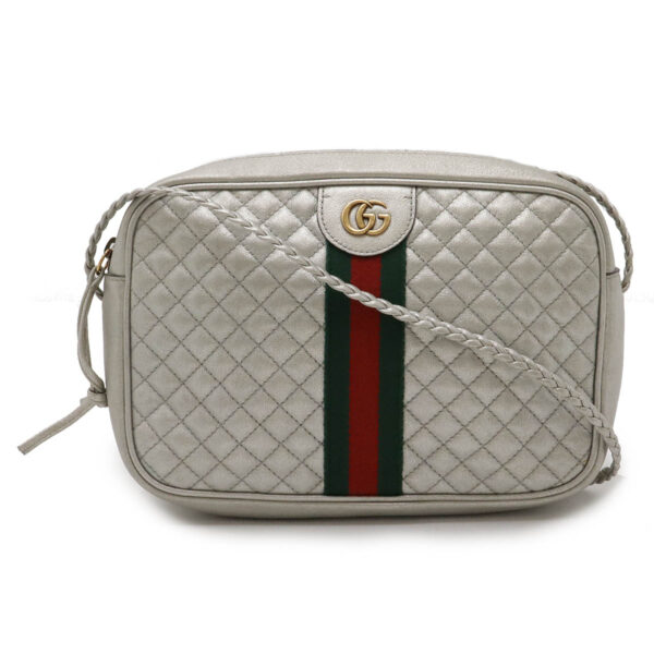 12471180 1 Gucci GG Marmont Sherry Line Shoulder Bag Quilted Leather Silver