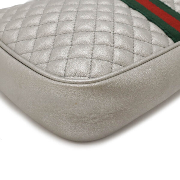 12471180 3 Gucci GG Marmont Sherry Line Shoulder Bag Quilted Leather Silver