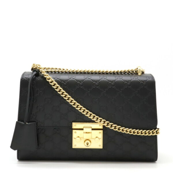 12471207 1 Gucci Guccisima Padlock Shoulder Bag Leather Black