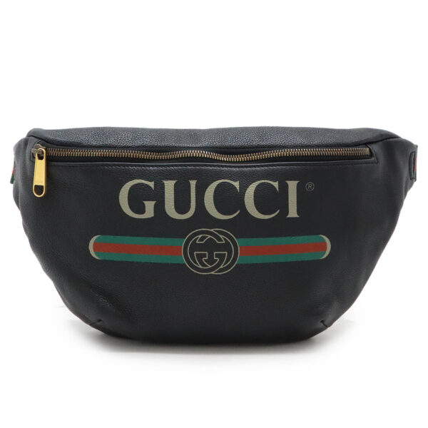 12480225 1 Gucci Gucci Print Sherry Line Belt Bag Leather Black