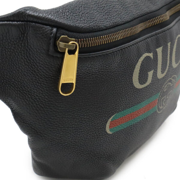 12480225 5 Gucci Gucci Print Sherry Line Belt Bag Leather Black