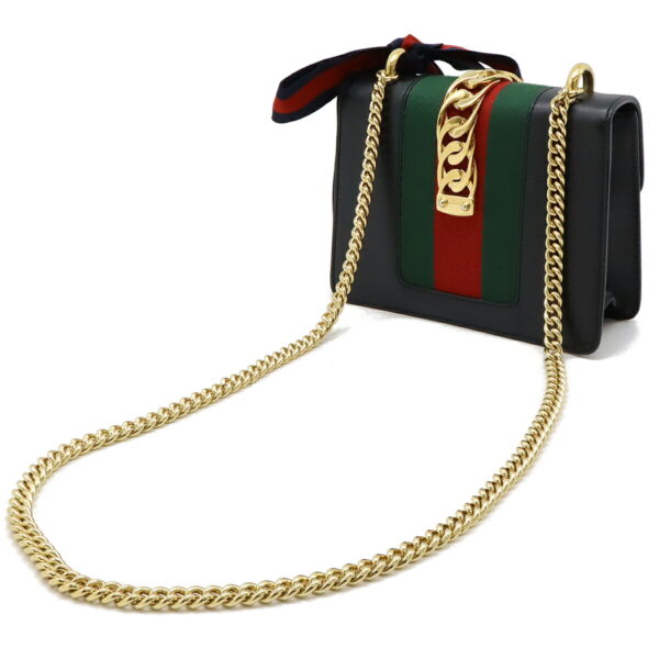 12480346 2 Gucci Sylvie Webline Mini Chain Bag Leather Black