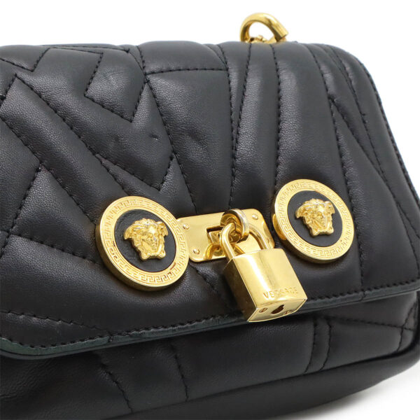 12480361 8 Versace Medusa Flap Chain Shoulder Bag Quilted Leather Black