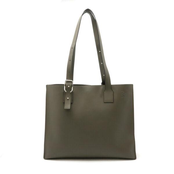 12480373 1 Loewe Anagram Buckle Horizontal Tote Bag Leather Khaki Greige