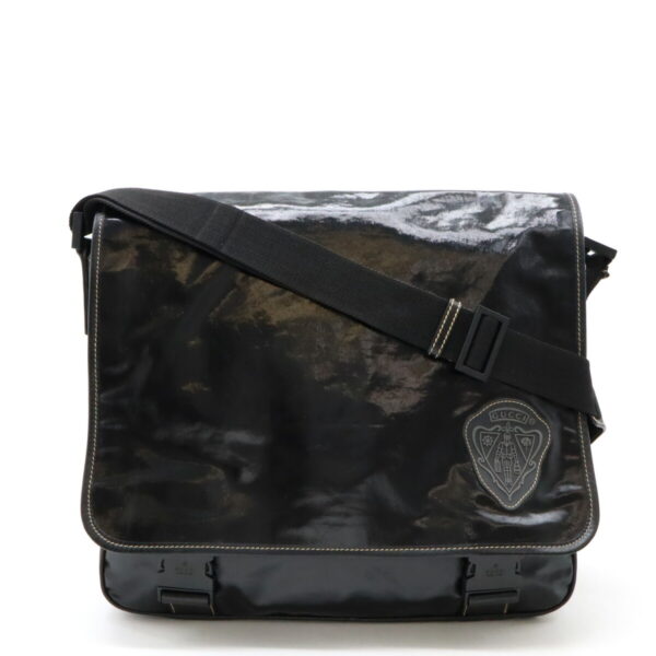 12480606 1 Gucci Crest Emblem Messenger Bag Black