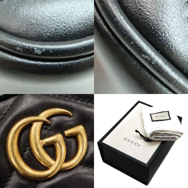 1334 10 Gucci GG Marmont Chain Shoulder Bag Leather Black