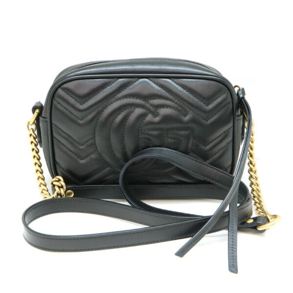 1334 2 Gucci GG Marmont Chain Shoulder Bag Leather Black