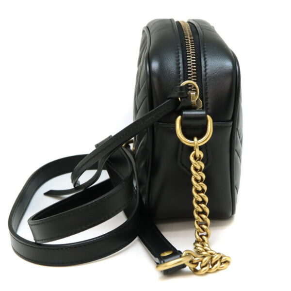 1334 4 Gucci GG Marmont Chain Shoulder Bag Leather Black