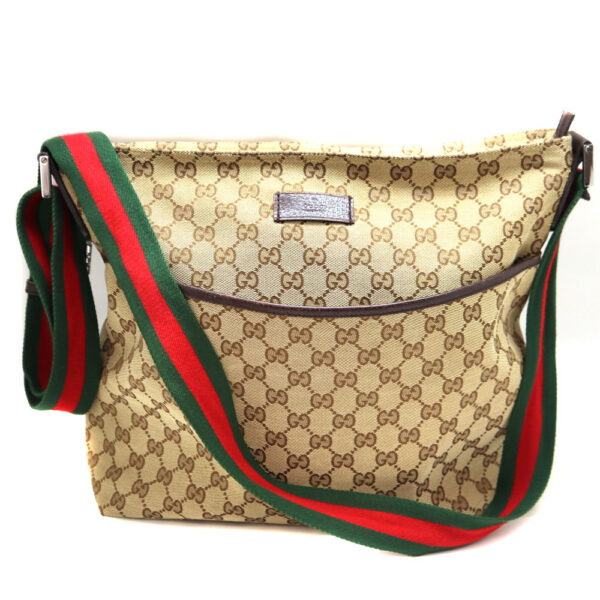 1358 1 Gucci Shoulder Bag Canvas Leather Beige