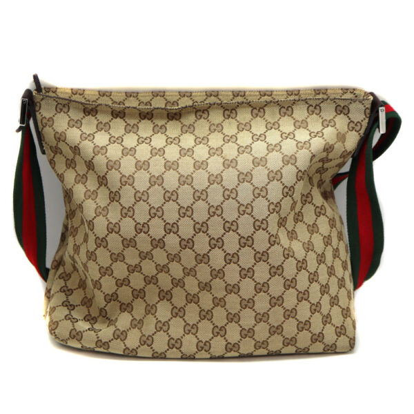 1358 2 Gucci Shoulder Bag Canvas Leather Beige