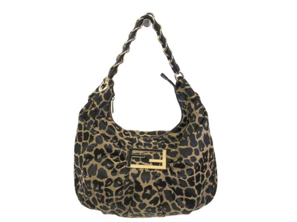 138488 170 1 Fendi Mia Shoulder Bag Leather Leopard Beige Black