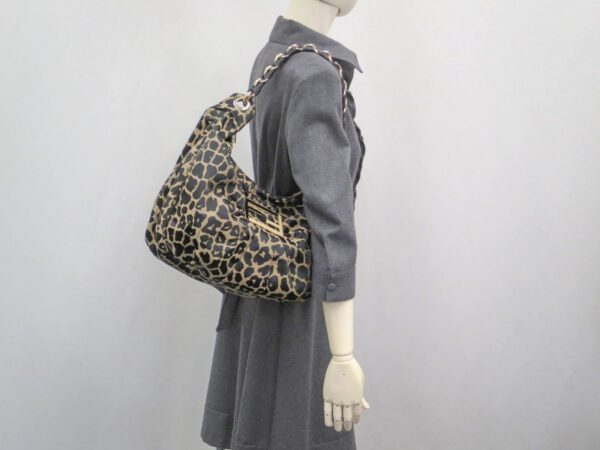 138488 170 12 Fendi Mia Shoulder Bag Leather Leopard Beige Black