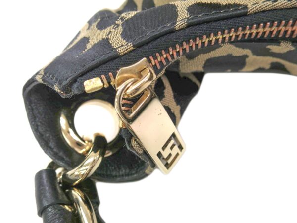 138488 170 5 Fendi Mia Shoulder Bag Leather Leopard Beige Black