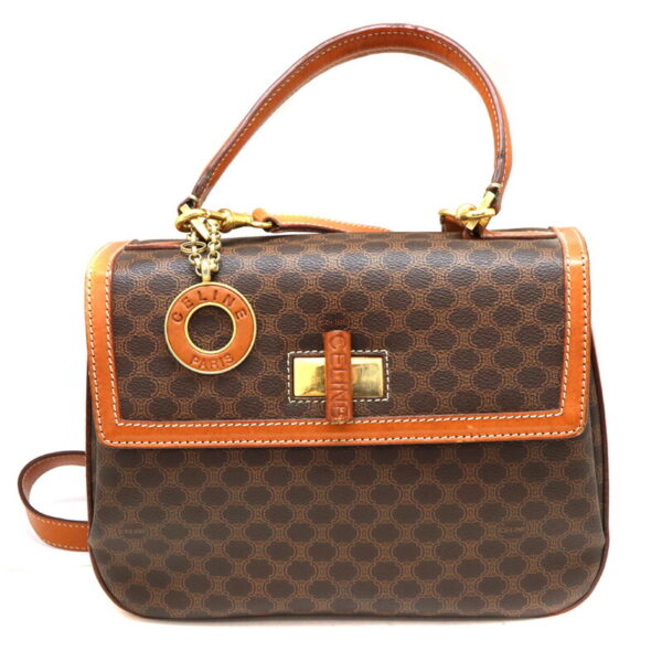 1416 1 Celine 2WAY Macadam Leather Bag Brown