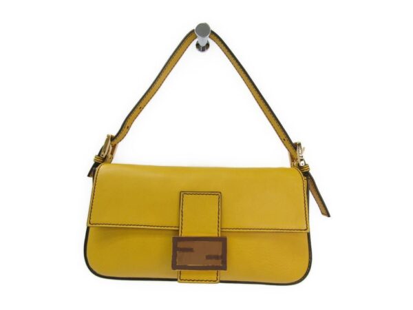 142805 170 1 Fendi Baguette Shoulder Bag Leather Yellow