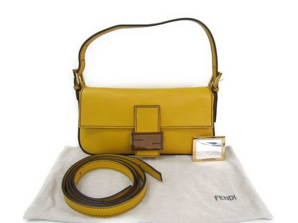 142805 170 15 Fendi Baguette Shoulder Bag Leather Yellow