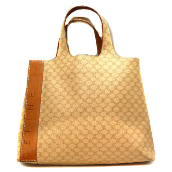 1432 1 Celine Macadam Leather Handbag Beige