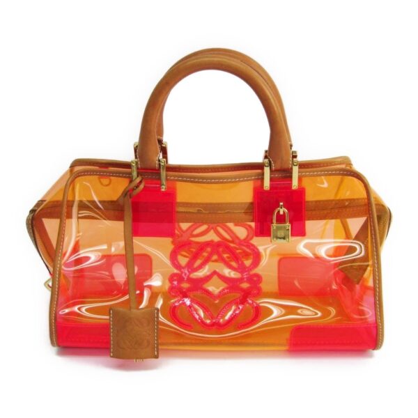 152311 170 1 Loewe Amazona Handbag Leather Vinyl Pink Clear Orange