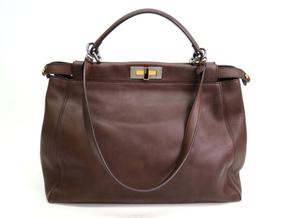 160645 170 1 Fendi Peekaboo Shoulder Bag Leather Brown