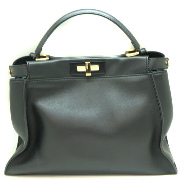 1611 1 Fendi Peekaboo 2WAY Handbag Leather Black