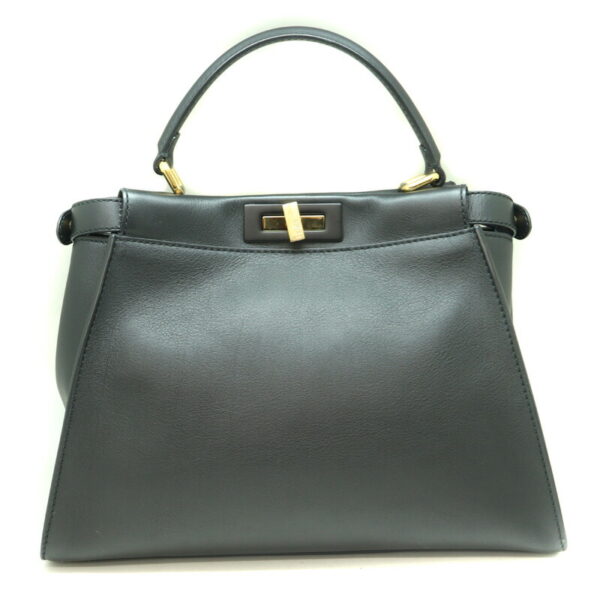 1611 2 Fendi Peekaboo 2WAY Handbag Leather Black