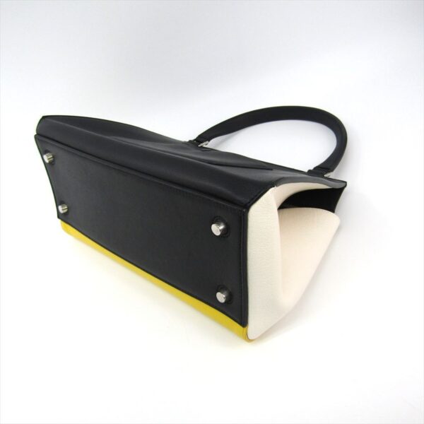 161186 170 2 Celine Edge Small Attache Case Leather Black White Yellow