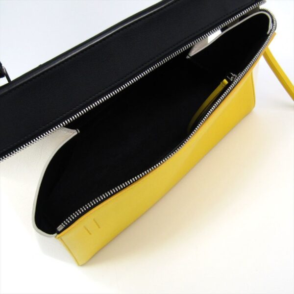 161186 170 3 Celine Edge Small Attache Case Leather Black White Yellow