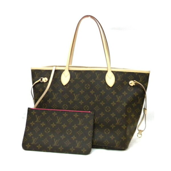 16311 1 Louis Vuitton Neverfull MM Tote Bag Monogram with Pouch Pink