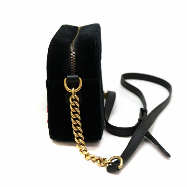 1667 3 Gucci Chain Shoulder Bag Velour Black Deer Flower