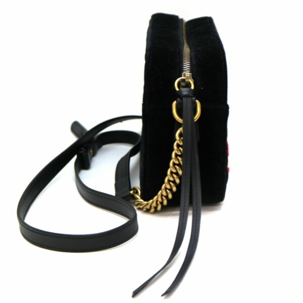 1667 4 Gucci Chain Shoulder Bag Velour Black Deer Flower