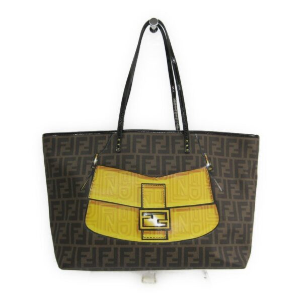 170332 170 1 Fendi Zucca Tote Bag Leather Brown Yellow