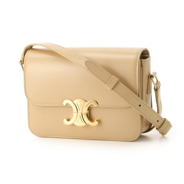 18842 3bf4 02eu01 Celine Teen Triomphe Leather Shoulder Bag Beige