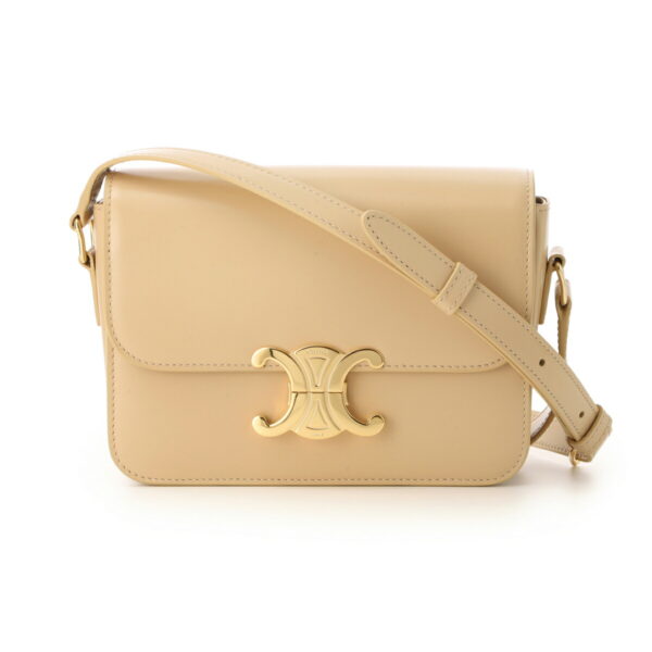 18842 3bf4 02eu02 Celine Teen Triomphe Leather Shoulder Bag Beige