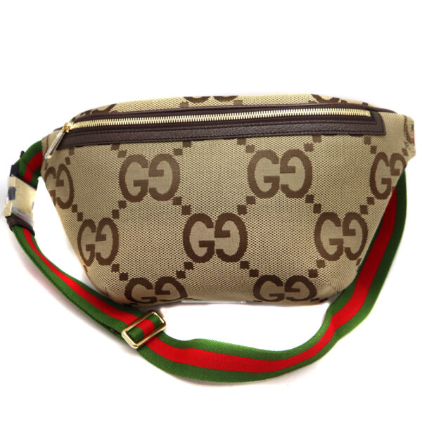 1906 1 Gucci Jumbo GG Belt Bag Leather Canvas Beige