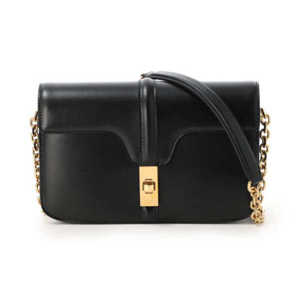 19402 3bey 38no02 Celine 16 Saise Leather Shoulder Bag Black