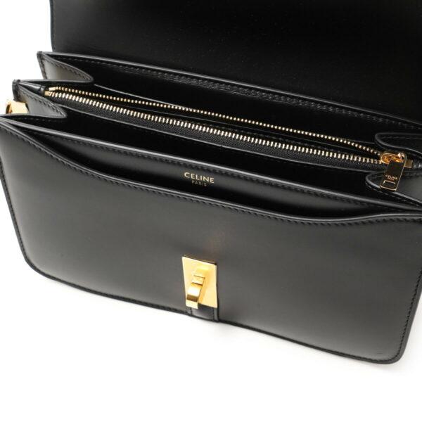 19402 3bey 38no06 Celine 16 Saise Leather Shoulder Bag Black