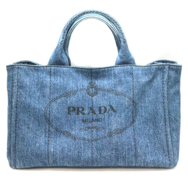 1944 1 Prada Kanapa Tote 2WAY Handbag Shoulder Bag Denim Blue